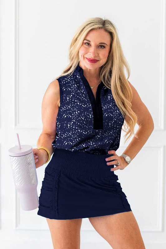 Birch Top Print - Navy
